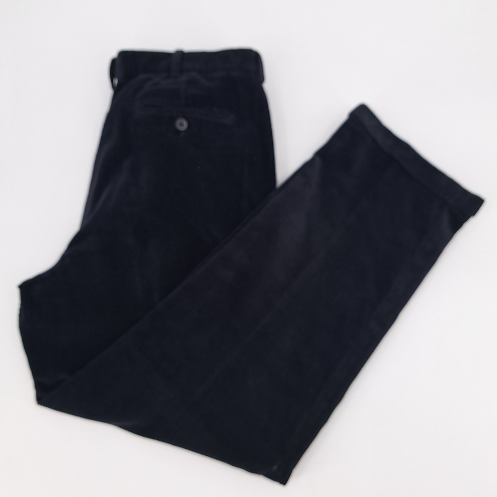 Brooks Sport Corduroy Pants Mens 36x32 Cotton Navy Blue Pleated Cuffed Trousers